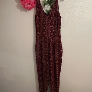 Burgundy Floral Jumpsuit